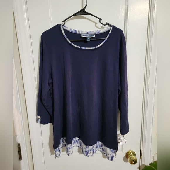 Karen Scott Tops - Karen Scott Navy Long Sleeve Top